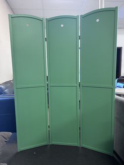 3 Panels Room Divider Solid Wood Green