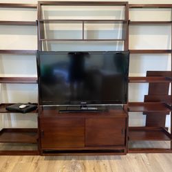 Crate and Barrel Media Center With Two Sets Of Shelves