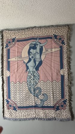 Valfre Woven Blanket Tapestry Capricorn Zodiac Astrology Siren Mermaid