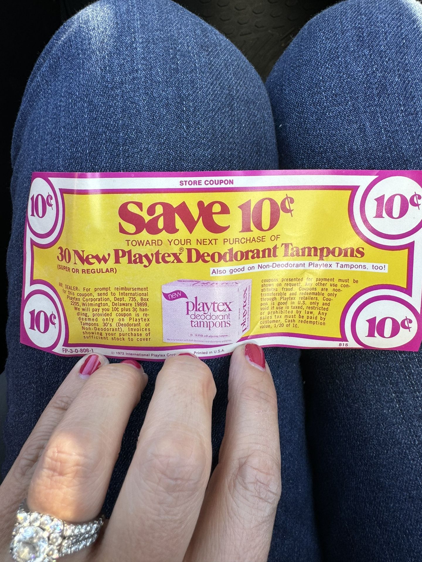 Vintage 1972 Playtex Tampon Coupon