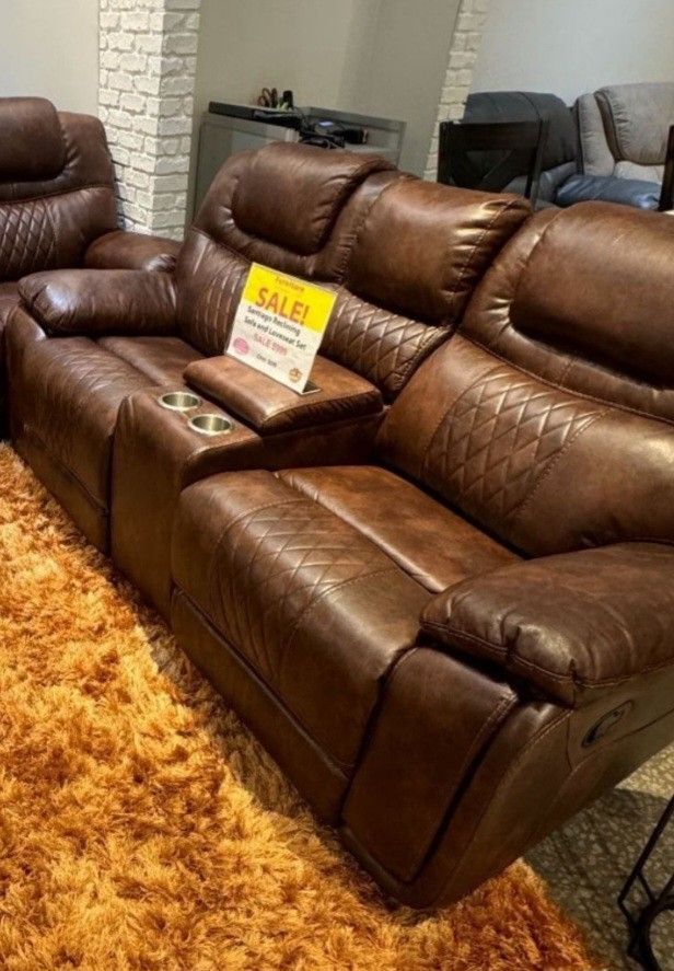 *Weekend Special!!!*---Mature Santiago Brown Leather Reclining Living Room Sets---Delivery And Financing Available🤭