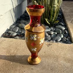 Red Hand Painted Vase