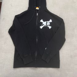 Vintage Style Enjoi Panda Crossbones Zip Hoodie Black Size S Y2K Skate