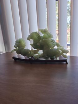 4 Wild Horse Jadeite Statue