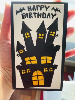 Halloween Birthday Handpainted Card
