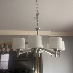 Modern Brushed Nickel 8-Light Chandelier 