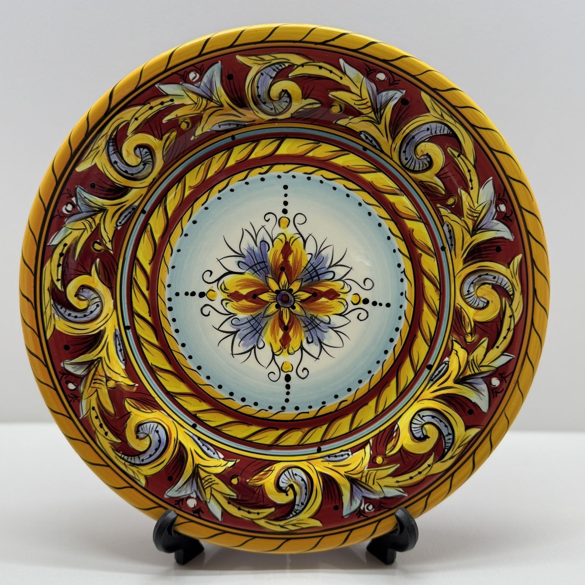 Tabletop Gallery Renaisance Hand Painted Plate Red Golden Yellow