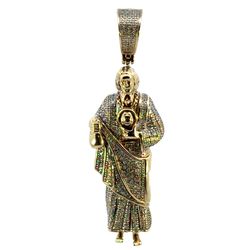 Men’s Woman’s 10k Yellow Gold Diamond Saint St. Jude Pendant For Necklace GP3123089