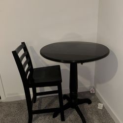 Black Wooden High-Table & High-Chair Set