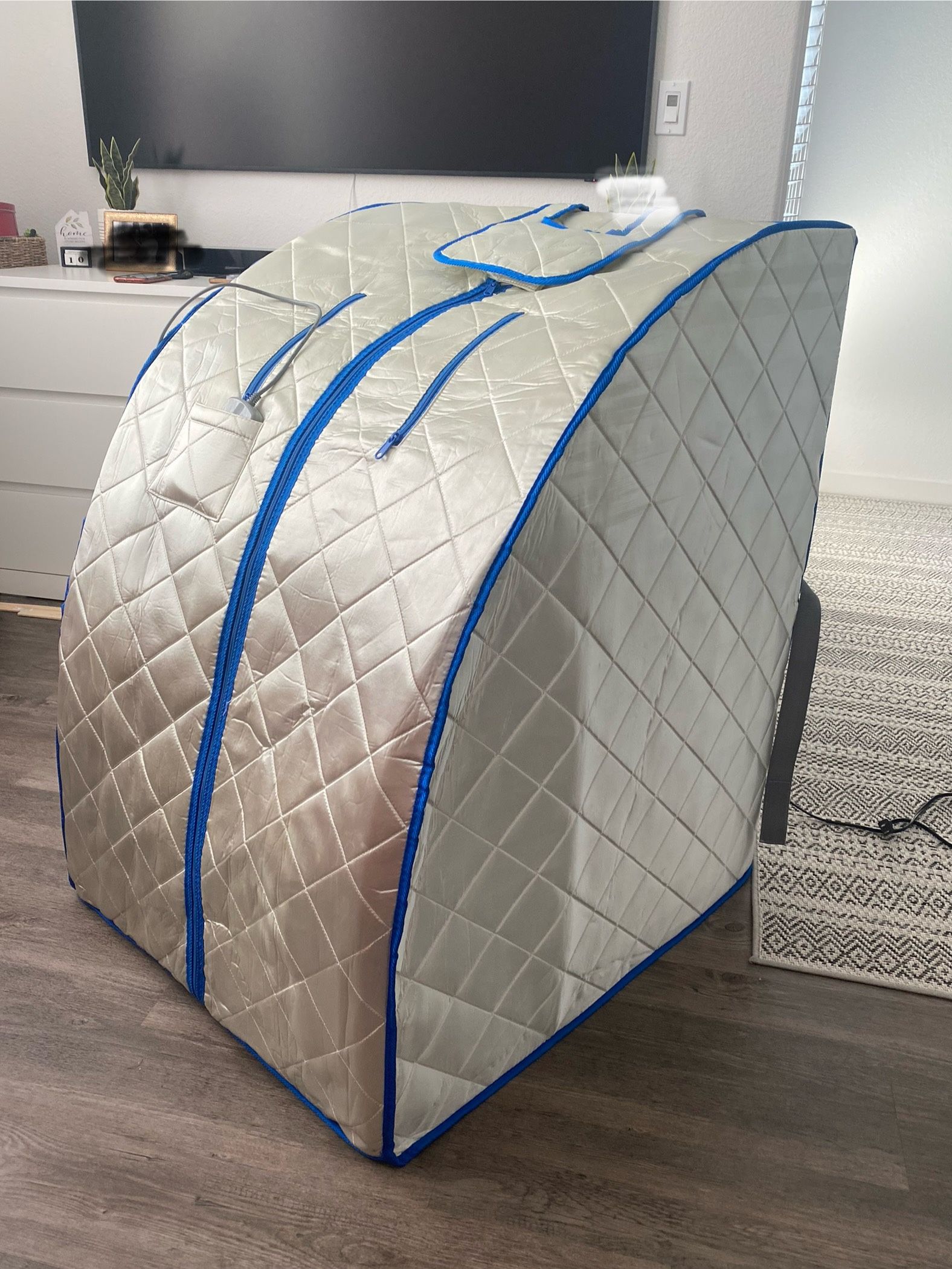 Sauna-hand Powered Juice- Torch- Umbrella Holder- LG Refrigerator-shower chair