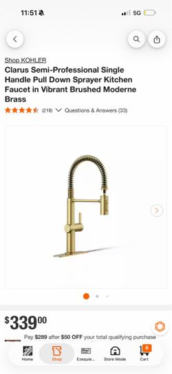 Kohler Clarus Pull Down Kitchen Faucet Brushed Brass