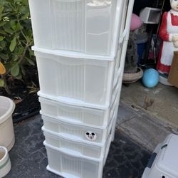 Contico Brand White Clear Plastic Stack Storage Organization Drawers