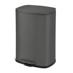 13.2 Gallon Trash Can, Rectangular Step On Kitchen Trash Can, Matte Grey