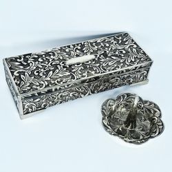Vintage Godinger silver-plated jewelry box and a matching ring holder dish