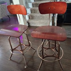 Industrial Adjustable Bar Stools (Set of 2)