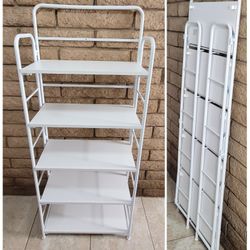 5-Shelf Ladder Bookshelf Oak Matte White - Folding
