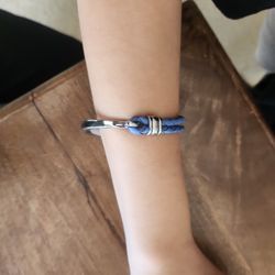 Handmade Blue Leather Braclet