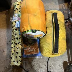 Tent, And Tent Tarp, Sleeping Bag, And Chair