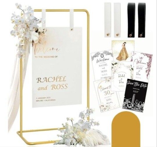 Welcome to Our Wedding Sign Stand Gold Metal
