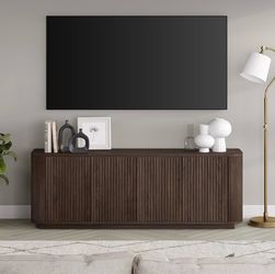 Henn&Hart Fluted TV Stand for TVs up to 75'' with 2 Ribbed Storage Cabinets with an Adjustable Shelf for Living Room,