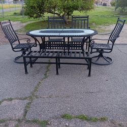 Patio Furniture Table And 4 Chairs & Bench 
