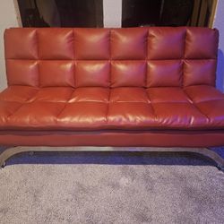 RED LEATHER FUTON