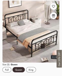 Queen bed frame and mattress
