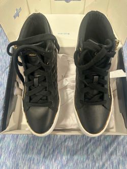 GBG Los Angeles by GUESS Women's Black Quilted High-Top Sneakers Gold Accents