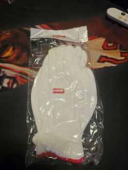 Supreme white rubberized gloves $15 each