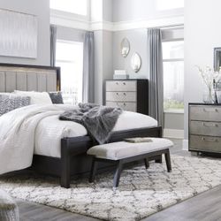 Maretto Brown-Silver LED Panel Bedroom Set

