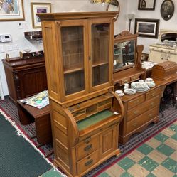 Gorgeous! Antique 1800's Cylinder Roll Secretary Desk