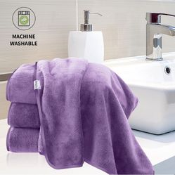 Set Of 3 ltra Soft, Quick Drying, Highly Absorbent, Lightweight, for Bathroom, for Beach, for Gym, for Spa, for Hotel