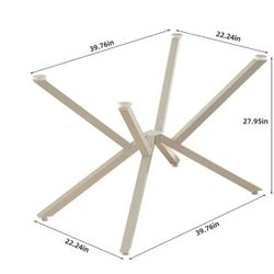 Modern Metal Crossed-Leg Table Base for Glass Marble or Wood Tabletops - Silver
