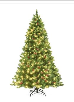 6.5 ft. Pre-Lit LED Slim Fraser Fir Artificial Christmas Tree with 450 Twinkling White Lights- Costway