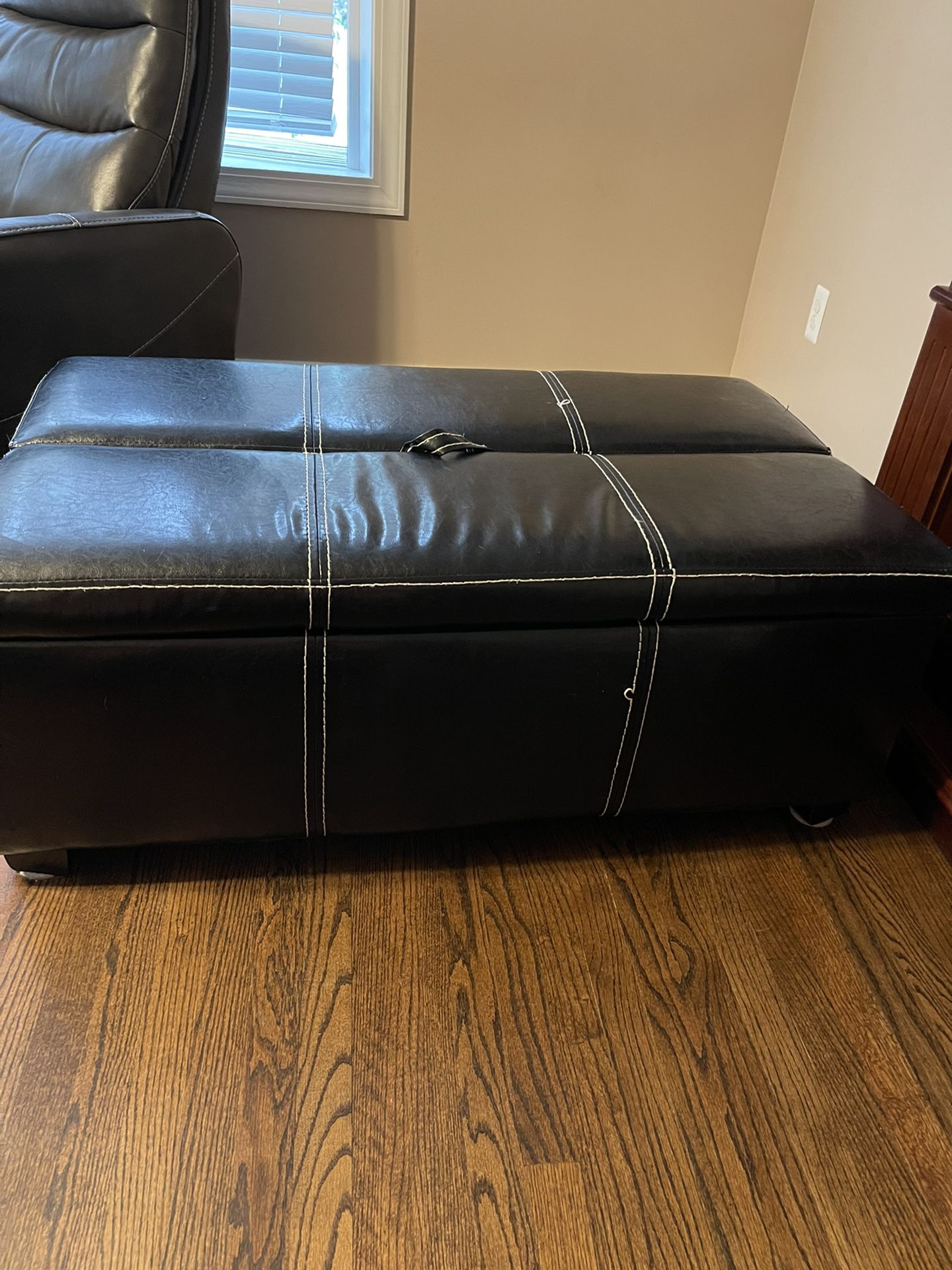 Black Leather Ottoman With Twin Bed Inside