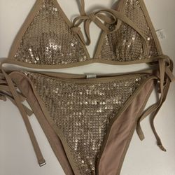 Gold Sequins Bikini Size L 