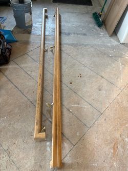Two Wood Handrails with Brass Brackets
