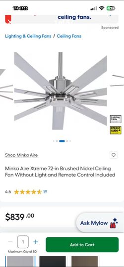 72” Brushed Nickel Ceiling Fan