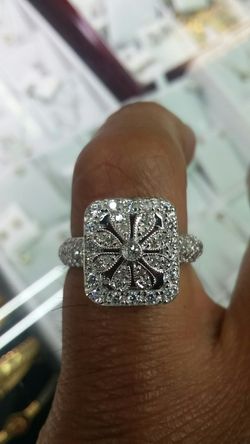 14K WHITE GOLD RING 2 ct diamonds 5.4 grams