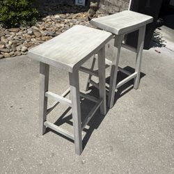 Set Of 2 Solid Wood Sturdy Stools. 24” tall. Great condition 