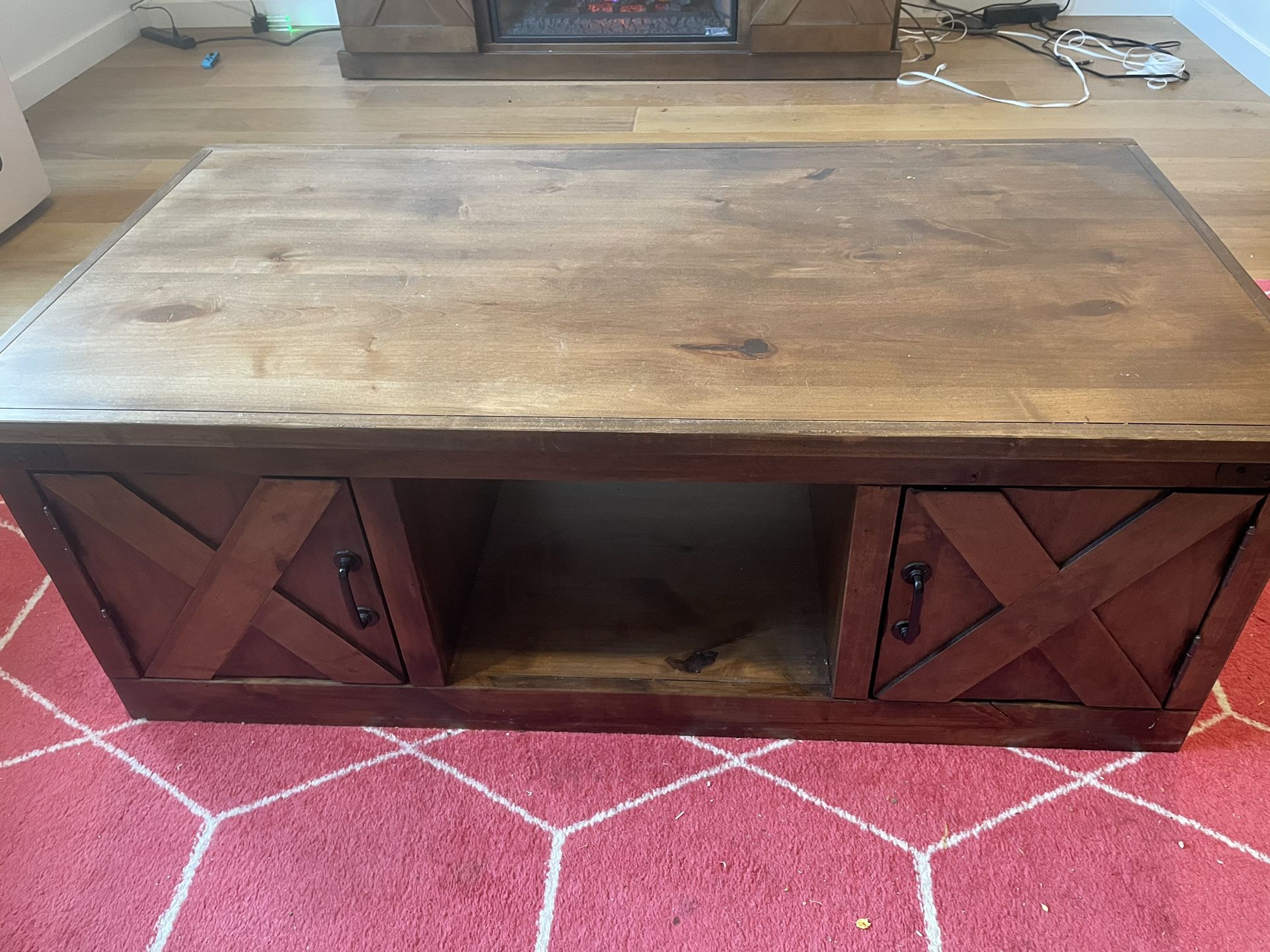 Solid Wood Coffee Table With Cabinets