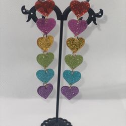 Valentines Acrylic Dangle Drop Earrings 