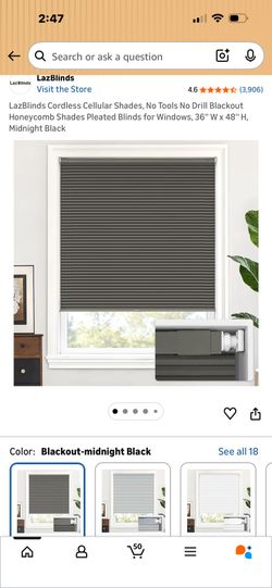 Lazblind Cordless Black 36Wx48H