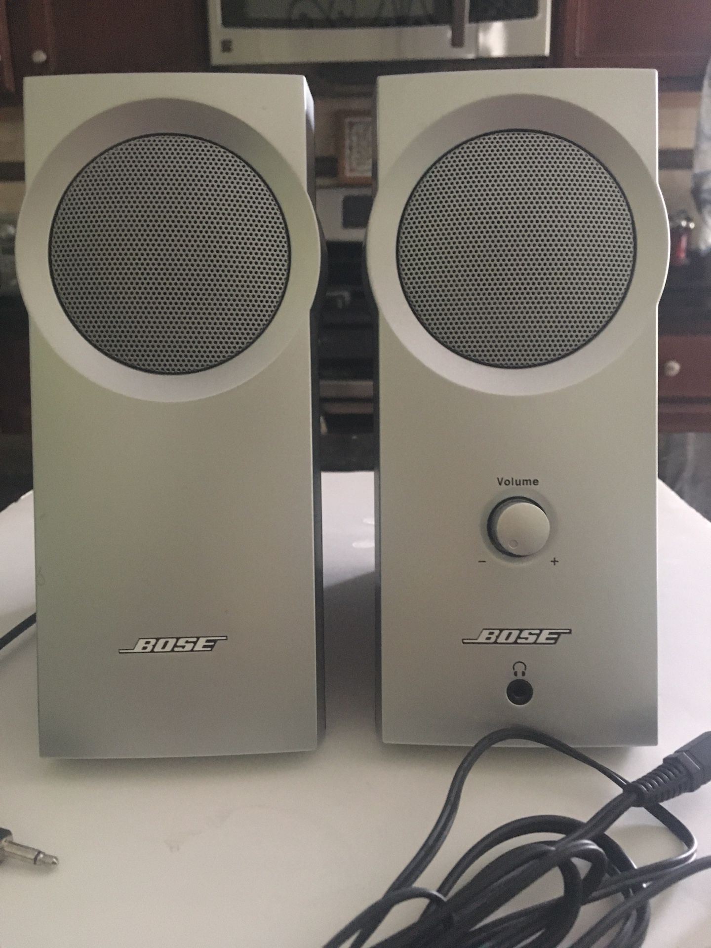 Bose companion 2 Multimedia Speaker System, desk speakers, Height 8 inches and 3 wide , 6 deep .