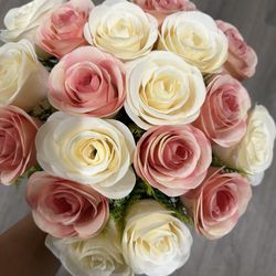 Artificial Flower Bouquet (Pink/White Rose)