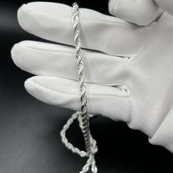 Fashion 925sterling Solid Silver 4MM Snake Rope Chain Men Necklace 20 inch