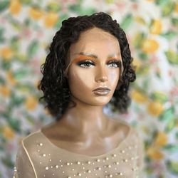 13x6 lace front water wave human hair wig 12"