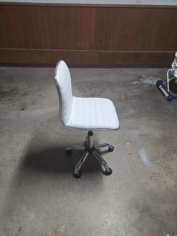 White Armless Office Chair with Chrome Base