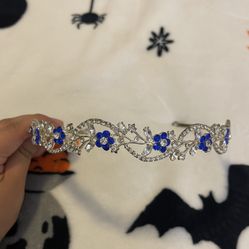 Royal Blue And Silver Flower Tiara 