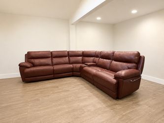 Large Leather Reclining Sectional Sofa